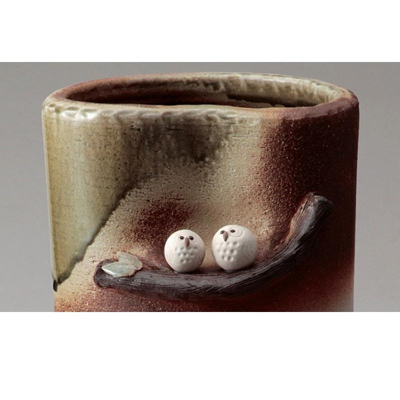 傘立て 信楽焼き ビードロペアふくろう 傘立 幅22 高さ46 陶器 NHK