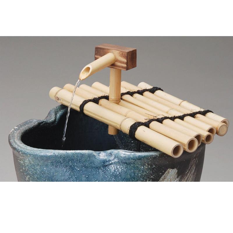 手水鉢 信楽焼き 陶器 つくばい 刷毛目柄 幅38 高さ28 柄杓付き NHK