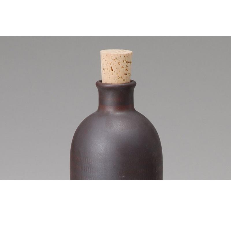 信楽焼き 陶器 ラジウムボトル 黒長 720ml 幅8 高さ25.4 陶器製ボトル