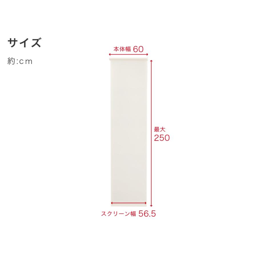 ロールスクリーン 幅60 丈250cm UVカット 目隠し 巻上器付き 風通し
