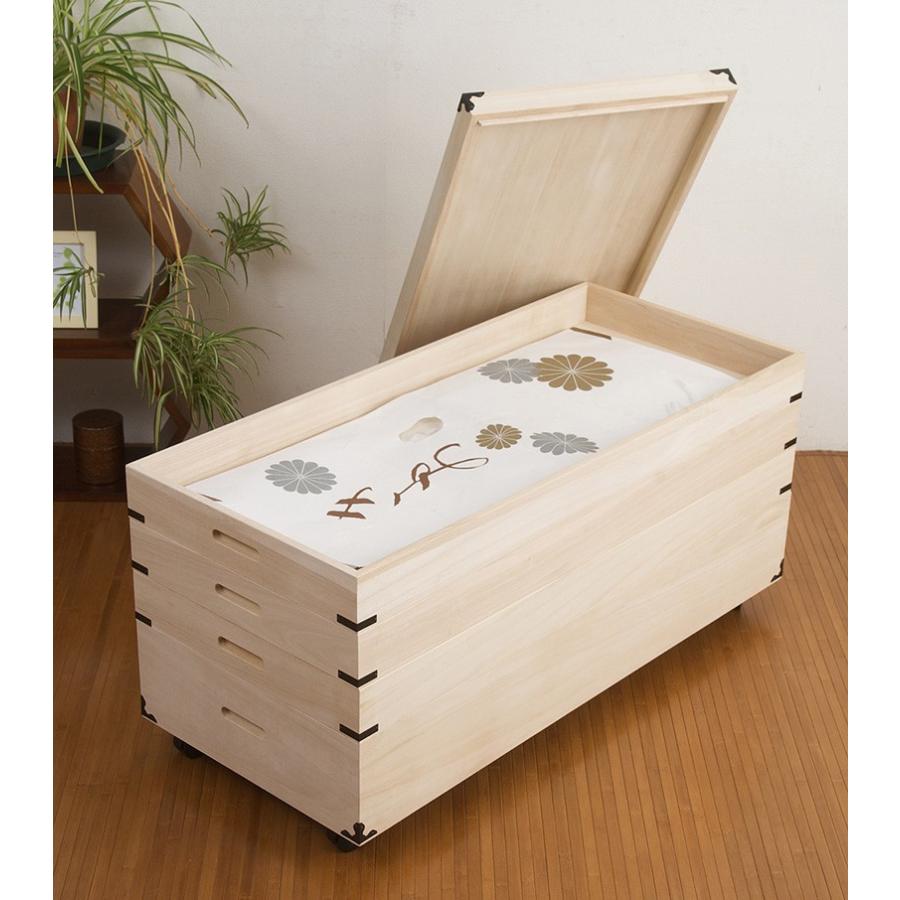 衣装箱 4段 桐 日本製 完成品 桐キャスター付き 和風 着物 収納 箪笥