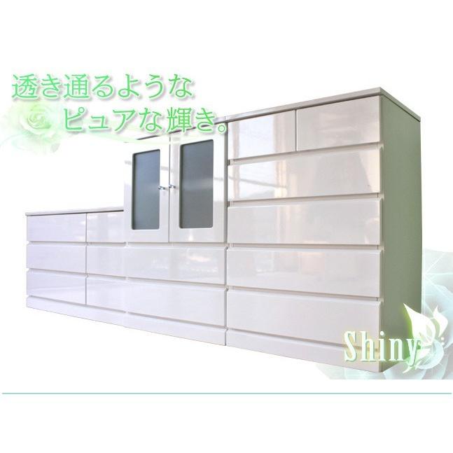 チェスト 白 完成品 ハイチェスト 鏡面 おしゃれ ホワイト 幅60cm 箪笥