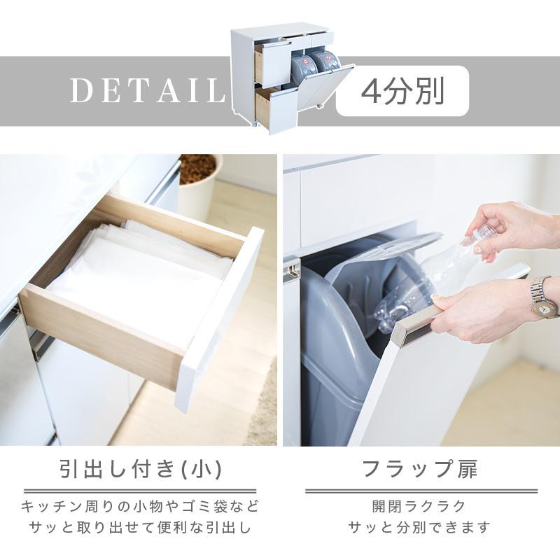 ダイニングダストボックス4D ごみ箱 4分別 台所用 生ごみ 背面美人