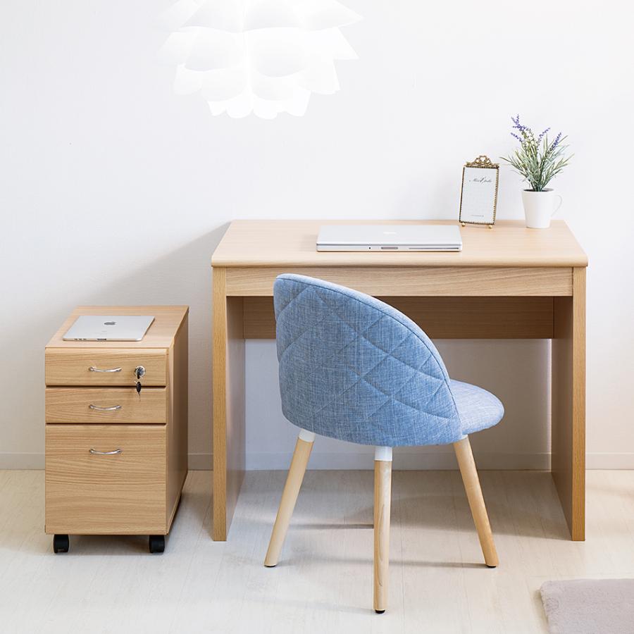 パソコンデスク 2点セット 幅90 鍵付き キャビネット付き デスク