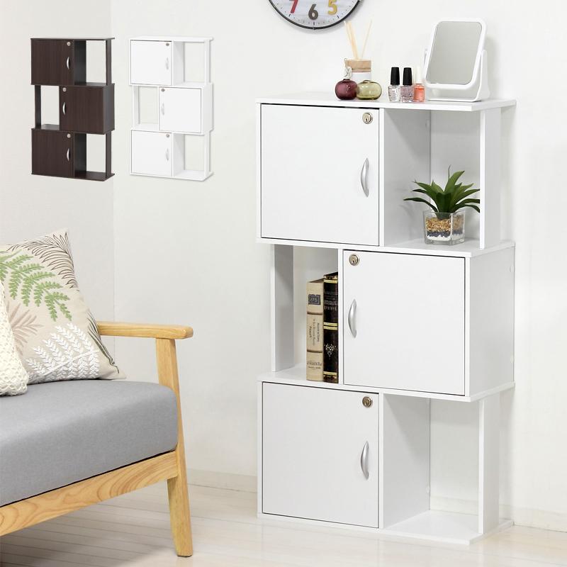 ラック 鍵付き 3段 幅59cm 奥行24cm 高さ104.5cm 収納ボックス 鍵付き