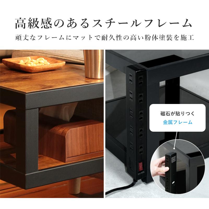 サイドテーブル スリム ミニテーブル 小型 正方形 木製 アイアン