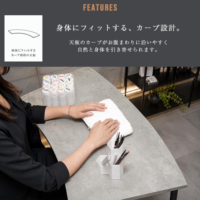 ネイルデスク　ネイルテーブル　カーブデザインデスク　キャスター付き　美品です ネイルデスク ネイルテーブル 幅95cm カーブ天板 メラミン天板