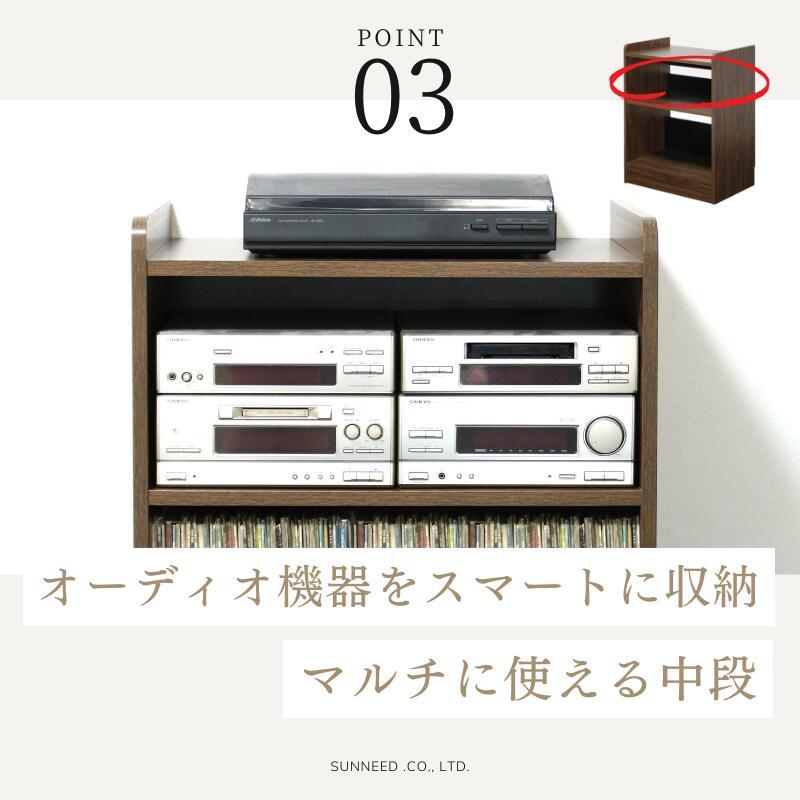 CDプレイヤー　レコード　棚　ラック特注品 ユニオンレコードラック プレーヤー台4BOX ナチュラル/レコード