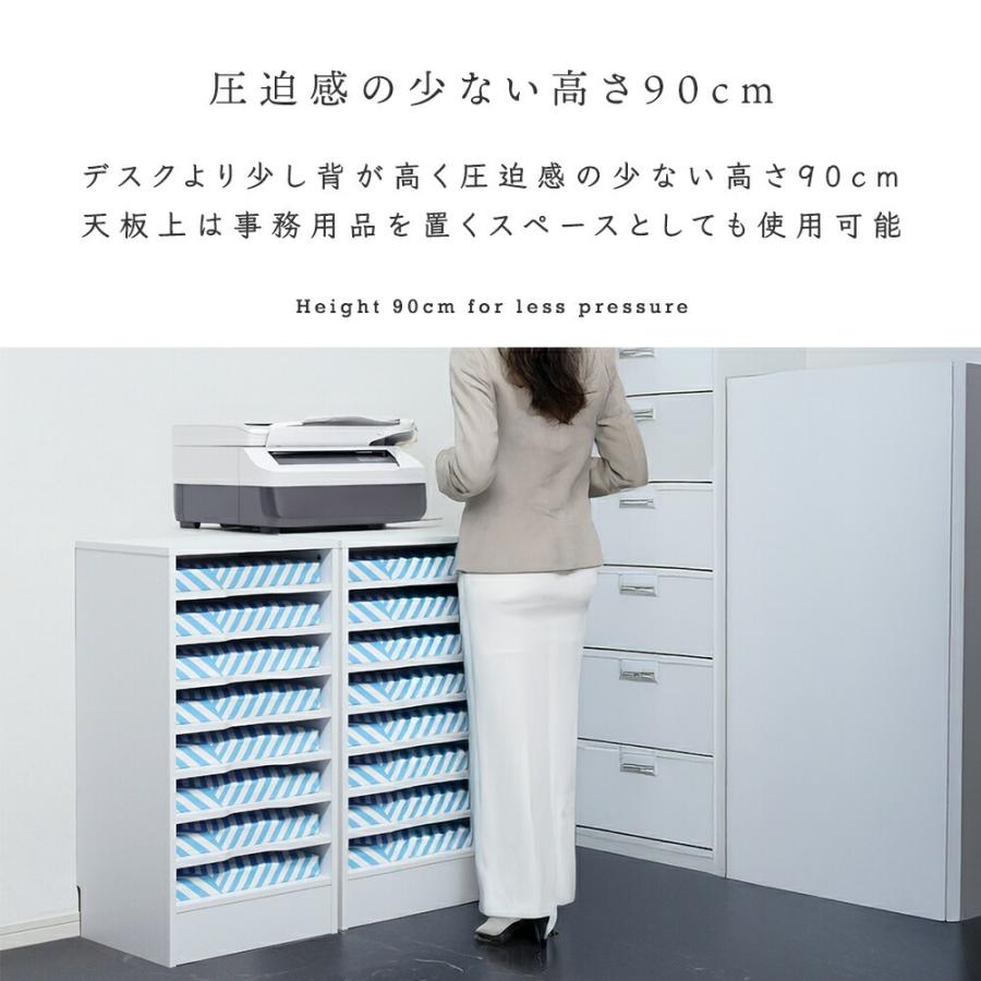 A3用紙整理棚 書類棚 書庫 収納 オフィス 家具 キャビネット 高さ90 木製  ホワイト ラック srk-a3sの画像