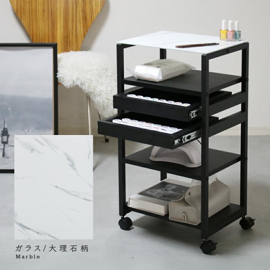 ネイル ワゴン UV ネイル用品 収納 キャスター付き 大理石柄