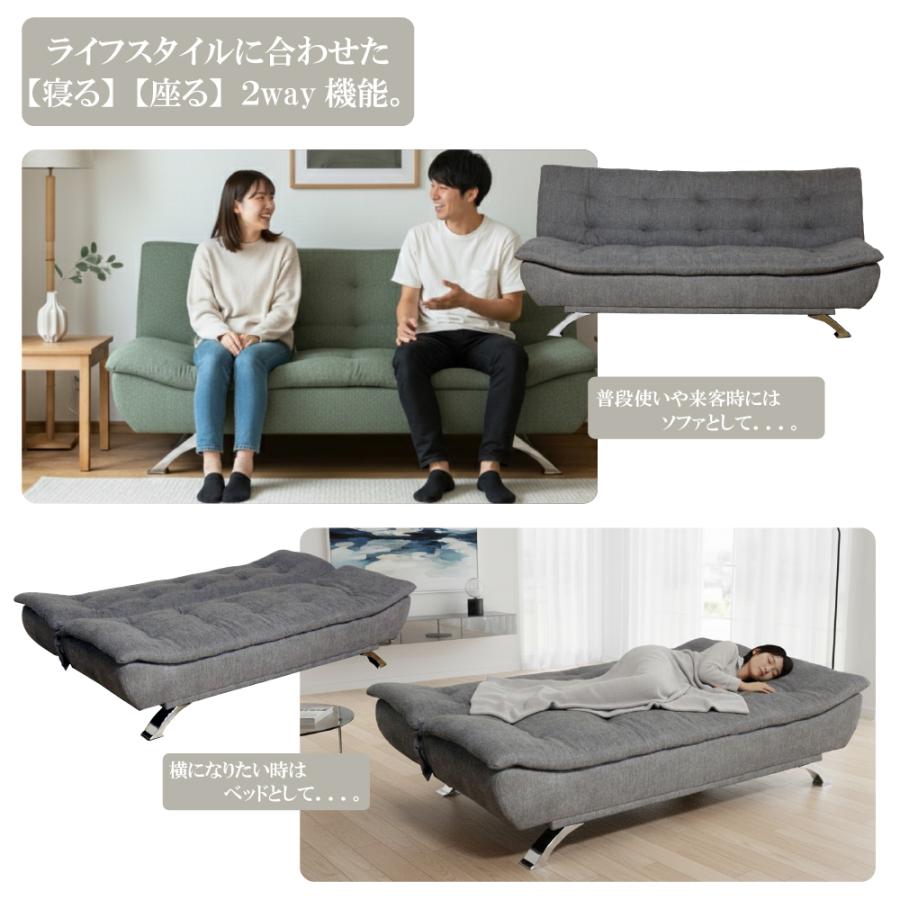 ソファーベッド 2人掛け シングル ベッド 2WAY ソファ ファブリック