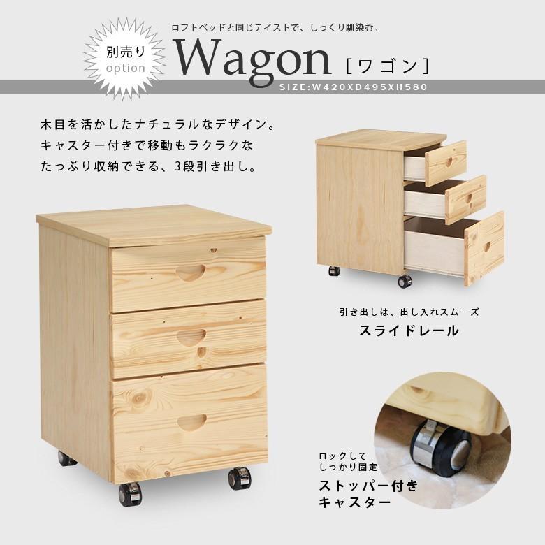 ロフトベッド ハイタイプ シングル パイン材 木製 はしご付き システム