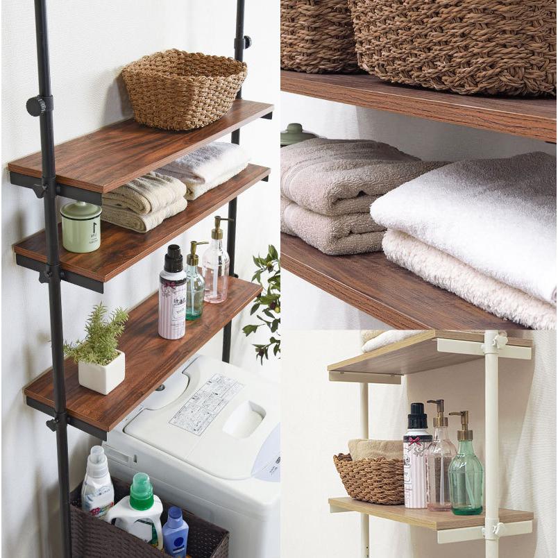 ランドリーラック 洗濯機ラック ラック 突っ張り式 収納 棚 省スペース 突っ張り 洗濯機収納 洗剤収納 つっぱり おしゃれ 木目 70cm デコ Q42 生活空間サイト 家具本舗 通販 Yahoo ショッピング