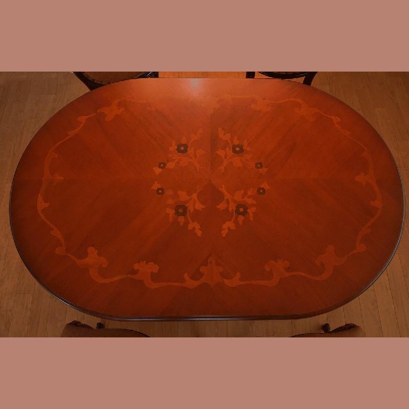 輸入家具 マホガニー 猫脚 楕円形 テーブル 花柄 135*90cm(天 輸入家具 マホガニー 猫脚 楕円形 テーブル 花柄 135*90cm(天