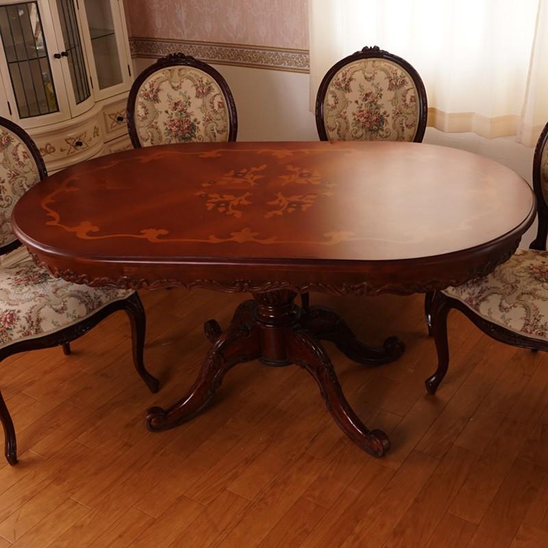 輸入家具 マホガニー 猫脚 楕円形 テーブル 花柄 135*90cm(天 輸入家具 マホガニー 猫脚 楕円形 テーブル 花柄 135*90cm(天