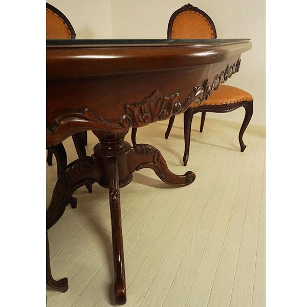 輸入家具 マホガニー 猫脚 楕円形 テーブル 花柄 135*90cm(天 輸入家具 マホガニー 猫脚 楕円形 テーブル 花柄 135*90cm(天