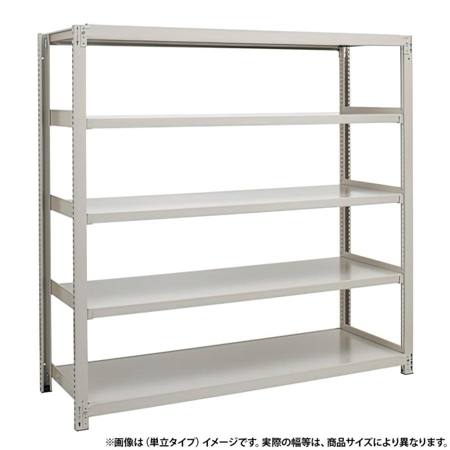 5段中量スチールラック 単立タイプ H1800 W1555 D480 工場 物流 作業現場用品 大型収納 収納ラック バックヤード アイボリー 代引不可 法人宛限定 3MS6545-5_1