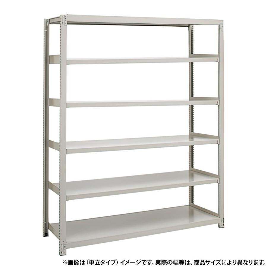 6段中量スチールラック 連結タイプ H2100 W1200 D930 工場 物流 作業現場用品 大型収納 収納ラック バックヤード アイボリー 代引不可 法人宛限定 3MS7490-6Rの画像