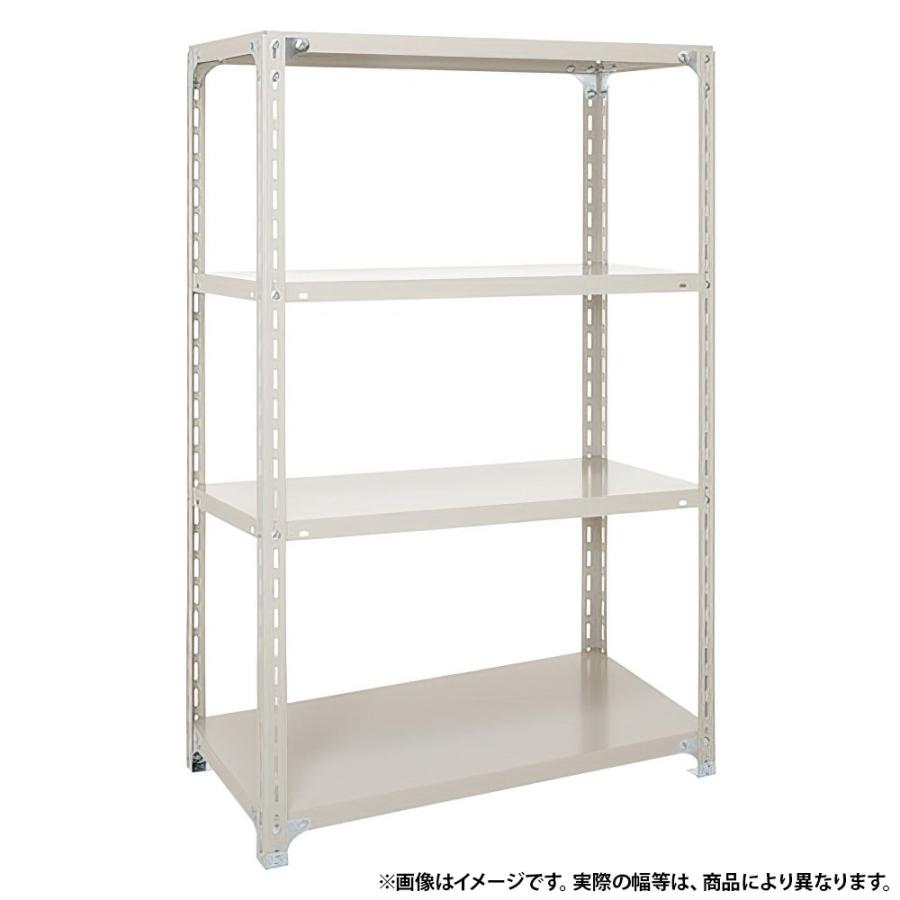 4段軽量スチールラック H1200 W875 D300 工場 物流 作業現場用品 大型収納 倉庫 店舗 物品棚 整理整頓 収納棚 アイボリー 代引不可 法人宛限定 A4330-4の画像