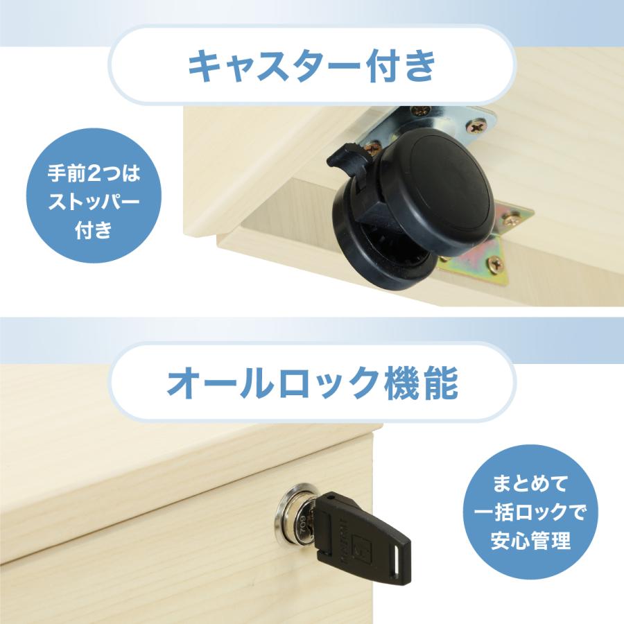 レビュー特典有 エコノミーデスク3段ワゴンセット W1000 D600 H720 平机 鍵付き オールロック 全段フルオープン キャスター付きワゴン 法人宛限定 ECD-1006-3_13