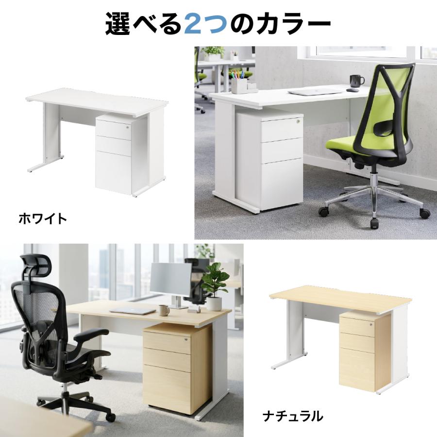 レビュー特典有 エコノミーデスク3段ワゴンセット W1000 D600 H720 平机 鍵付き オールロック 全段フルオープン キャスター付きワゴン 法人宛限定 ECD-1006-3_14