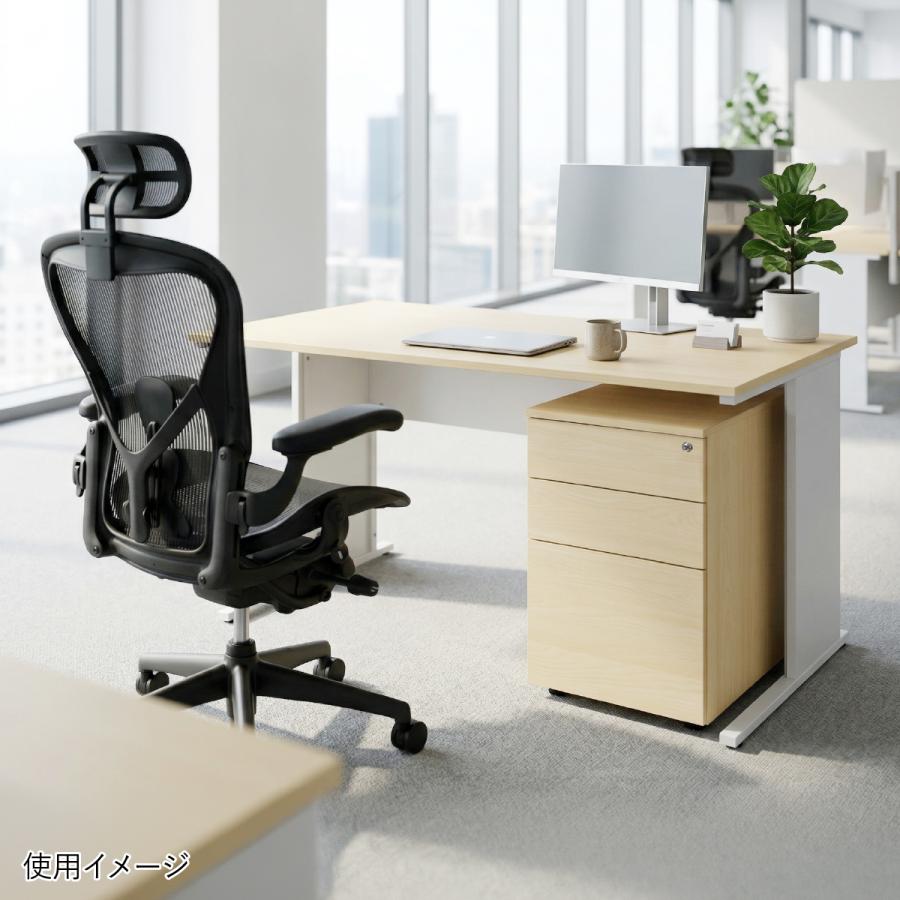 エコノミー木製 3段スリムワゴン W320 D450 H600 キャスター付き サイドキャビネット 書類 デスク収納 オールロック機構 全段フルオープン 法人宛限定 ECW-3Sの画像