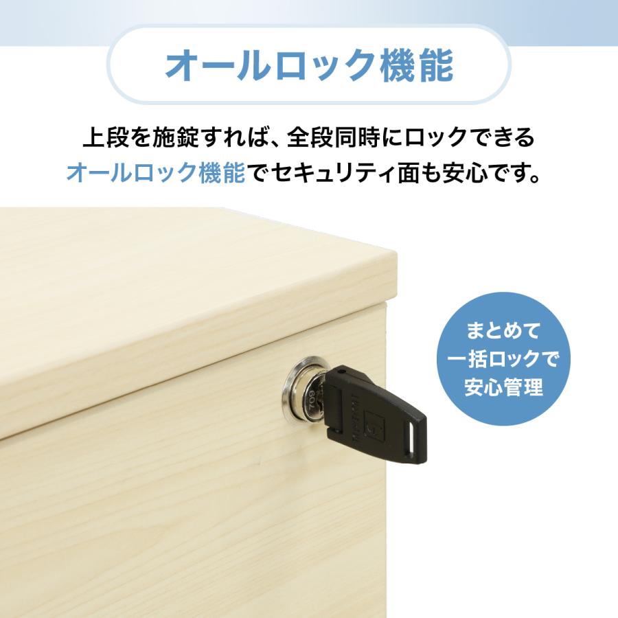 エコノミー木製 3段スリムワゴン W320 D450 H600 キャスター付き サイドキャビネット 書類 デスク収納 オールロック機構 全段フルオープン 法人宛限定 ECW-3Sの画像