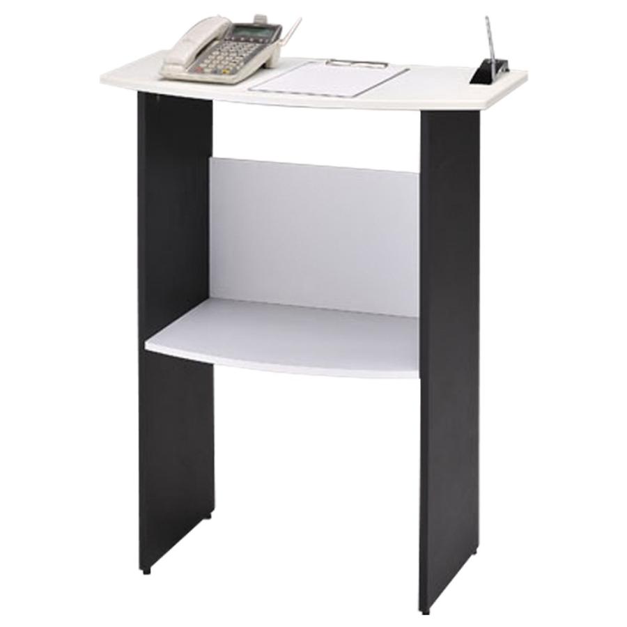 無人受付カウンター W800 D400 H1000 MDF パーチクルボード 天板・棚板：ホワイト サイドパネル：ブラック HY-FJR20M 519663 代引不可 法人宛限定_2