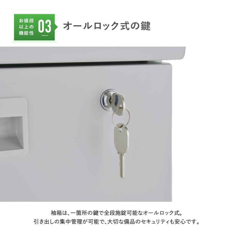 スチール2段脇机 W400 D700 H700 サイドキャビネット 袖机 サイドデスク サイドキャビネット 脇デスク デスクサイド ニューグレー 法人宛限定 KD-047-2の画像