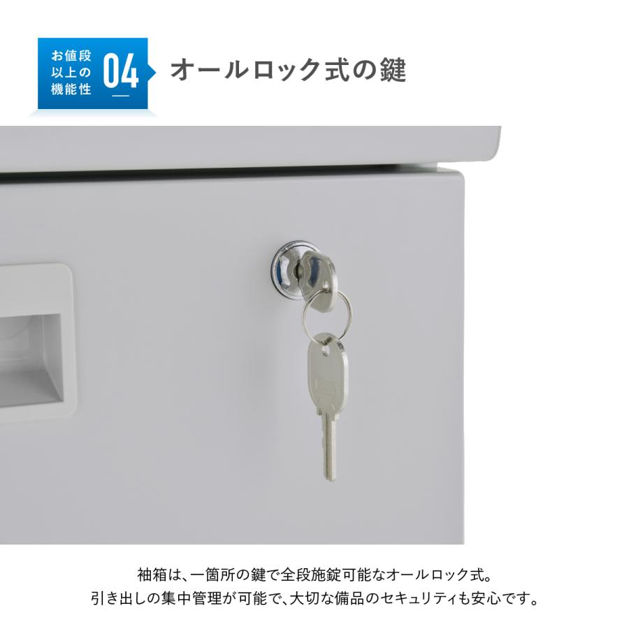 スチール3段脇机 W400 D700 H700 サイドキャビネット 袖机 サイドデスク サイドキャビネット 脇デスク デスクサイド ニューグレー 法人宛限定 KD-047-3の画像