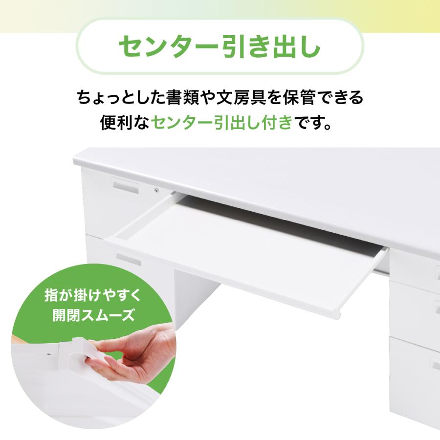 カグクロ 事務用両袖机 W1400 オフィスデスク 事務机 両袖机 事務