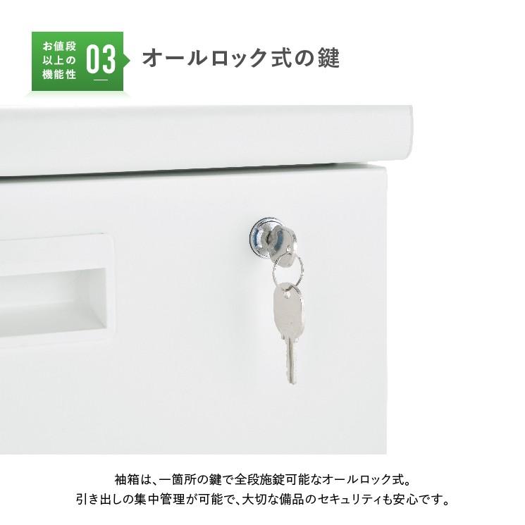 ホワイト2段脇机 W400 D700 H700 サイドキャビネット サイドデスク サイドキャビネット 脇デスク オフィス収納 デスクサイド 白 法人宛限定 KDW-047-2の画像