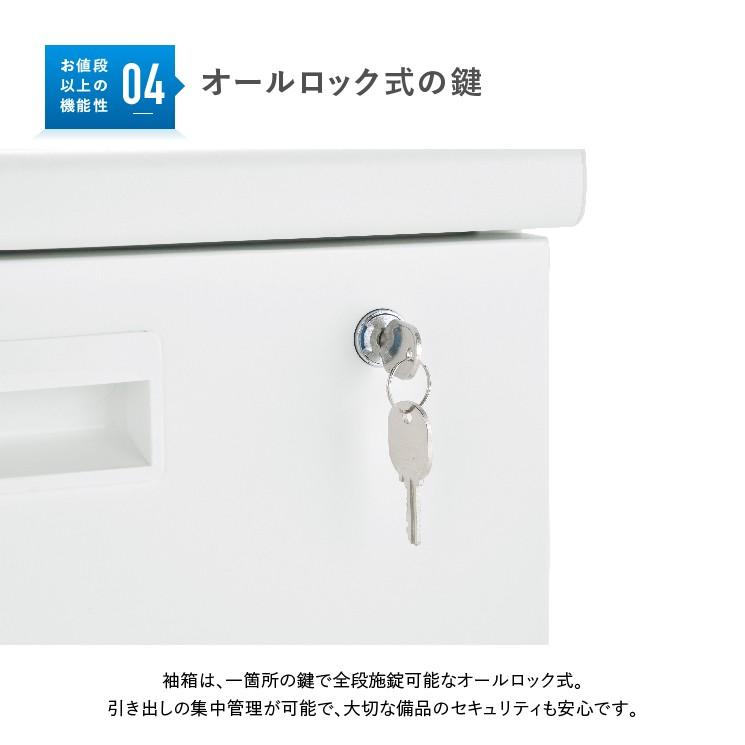 ホワイト3段脇机 W400 D700 H700 サイドキャビネット サイドデスク サイドキャビネット オフィス収納 脇デスク デスクサイド 白 法人宛限定 KDW-047-3の画像