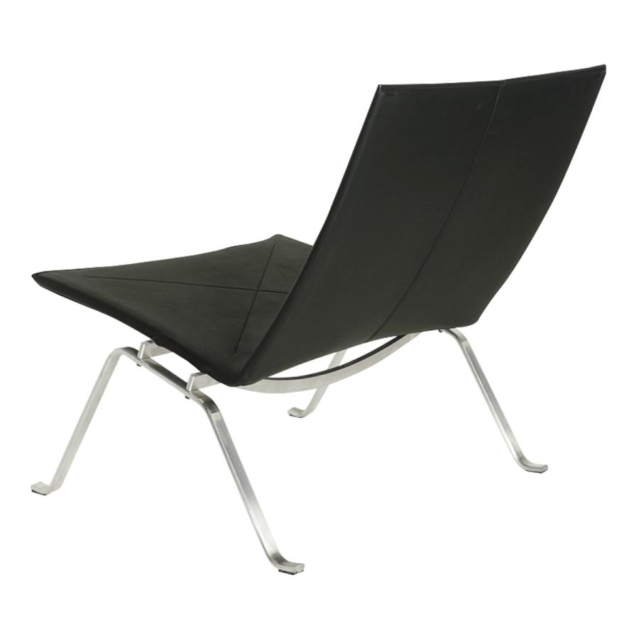 ラウンジチェア PK22 W640 D690 H670 ジェネリック リプロダクト品 本革 レザー 椅子 シンプル  スチール脚 ブラック 代引不可 法人宛限定 KT-CH4062A0Aの画像