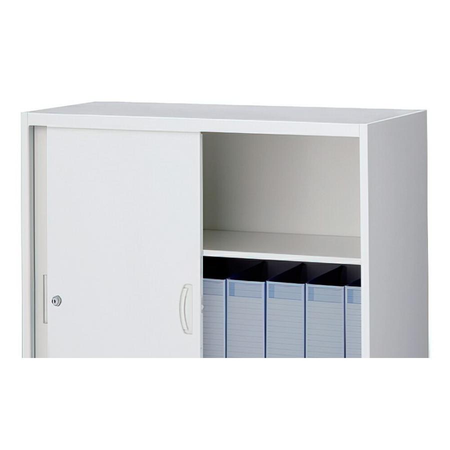 生興 スチール3枚引戸書庫 ホワイト W900 D450 H1050 スチール書庫 