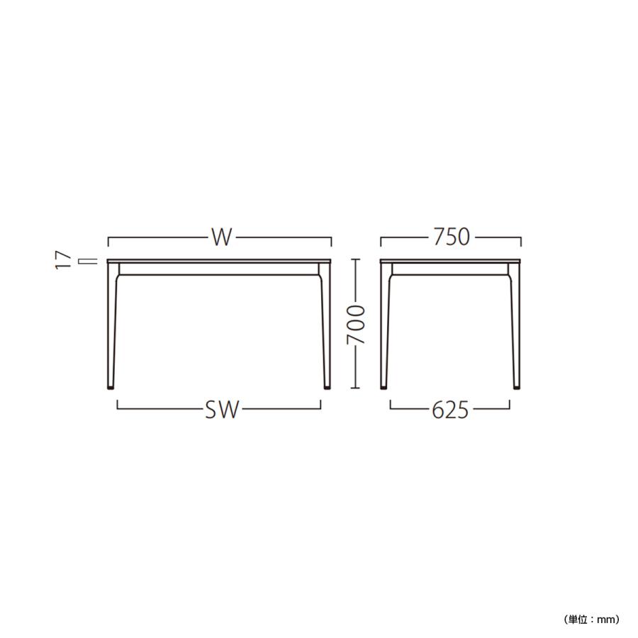国内メーカー品 ワークテーブル KT-723 W1200 D750 H700 アジャスター付き 高級感 お洒落 ダイニングテーブル ブナ材 代引不可 法人宛限定 MRN-KT723M_6