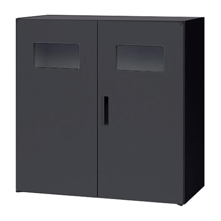 ローボード トラッシュボックス CWシリーズ W899 D450 H1050 収納庫型 ごみ箱 くず入れ2個付き 連結可 ブラック/クリアーホワイト 代引不可 法人宛限定 NA-CW0911KT 【V7566937694】(26862円)