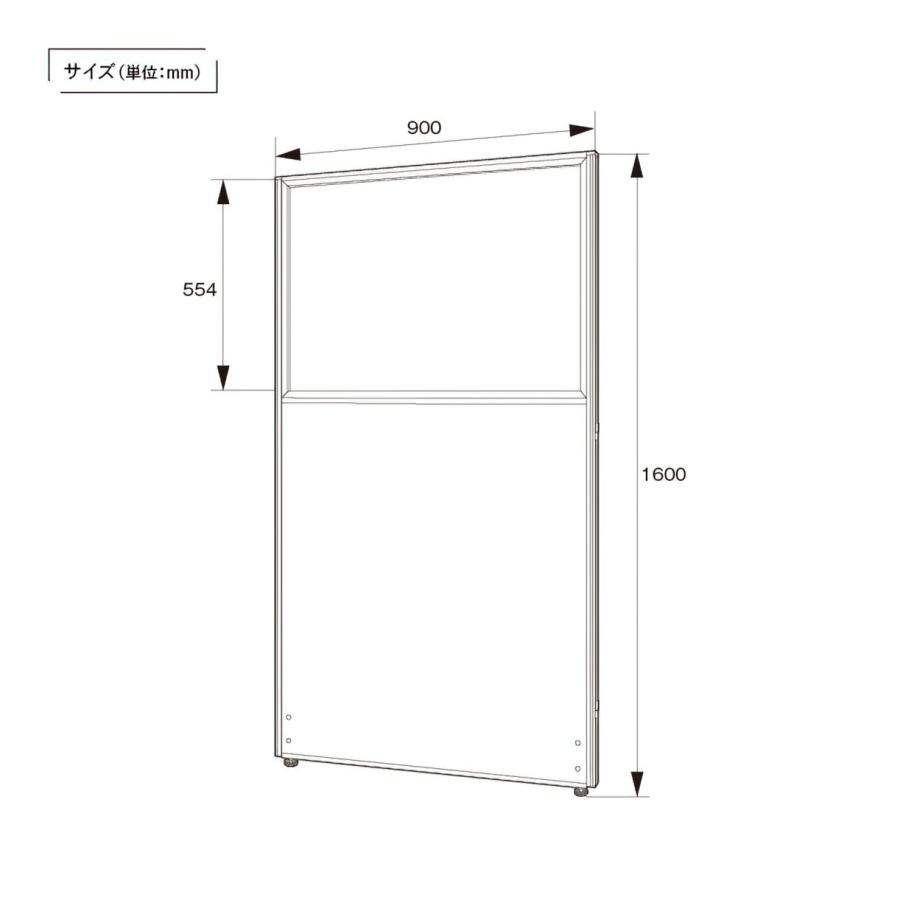 2連脚付パーテーション 半透明 ポリカーボ W1800（900+900） H1600