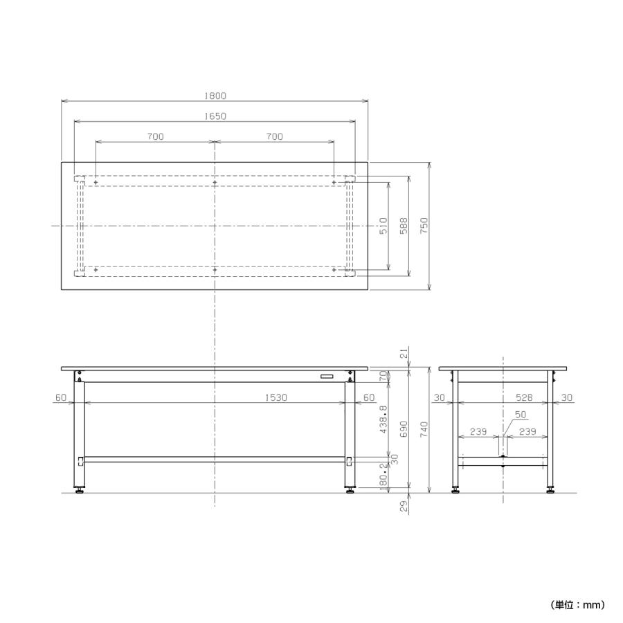 国内メーカー品 軽量作業台 KKタイプ W1800 D750 H740 