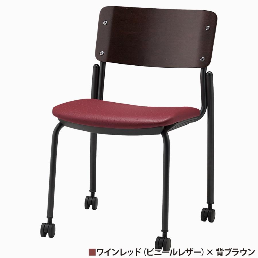 国内メーカー品 背合板キャスター付きミーティングチェア W498 D535 