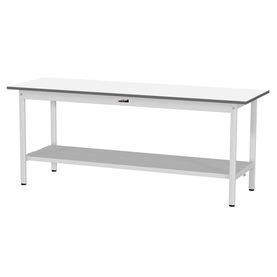 国内メーカー品 固定式ワークテーブル 全面棚板付き W1800 D600 H740 作業台 長机 ワークベンチ 工場 物流 ガレージ 業務用 代引不可 法人宛限定 YI-SUP1860-TTの画像
