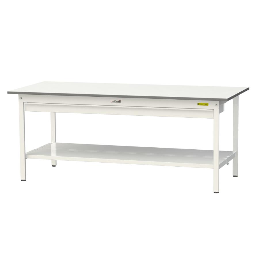 国内メーカー品 ワイド引出し付き固定式ワークテーブル W1800 D750 H740 全面棚板付 多目的デスク 作業台 シルキーホワイト 代引不可 法人宛限定 YI-SUP1875W-TTの画像