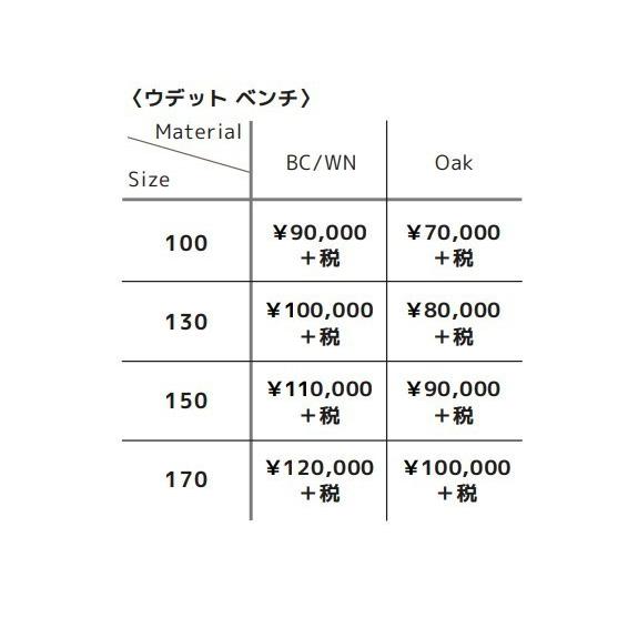 100 ベンチ 木製 無垢材 ウォールナット チェリー オーク ダイニングベンチ 100 130 150 170 背付きベンチ 天然木 北欧 AUBE_9