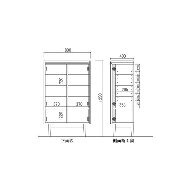 冨士ファニチア B08690 Z キュリオボード キャビネット カップボード 食器棚 B08690Z W80 ガラス棚 脚 |  | 01