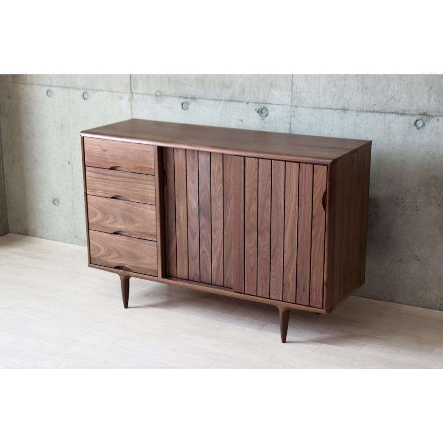 ウォールナット無垢材 キャビネット ダークブラウン サイドボード サイドボード ウォールナット 無垢材 キャビネット 天然木 木製 収納