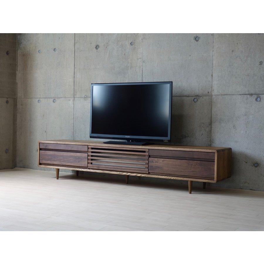 匠デザイン 無垢材 幅200 TVボード ダーク ナチュラル テレビボード 木製 無垢 おしゃれ 北欧 格子 ウォールナット W2000 奥行40 高さ40 |  | 02