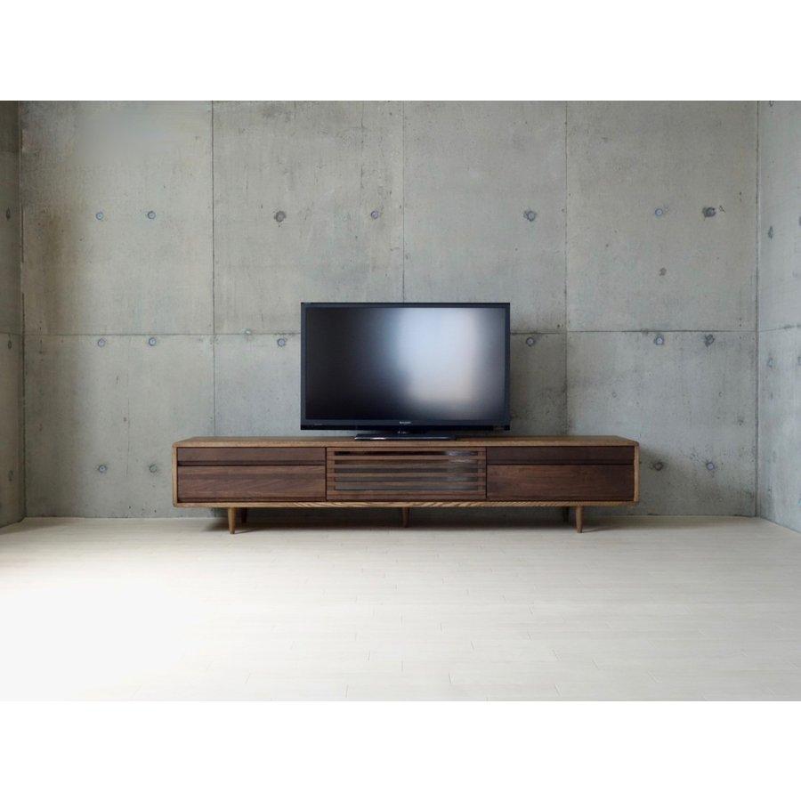 匠デザイン 無垢材 幅200 TVボード ダーク ナチュラル テレビボード 木製 無垢 おしゃれ 北欧 格子 ウォールナット W2000 奥行40 高さ40 |  | 04