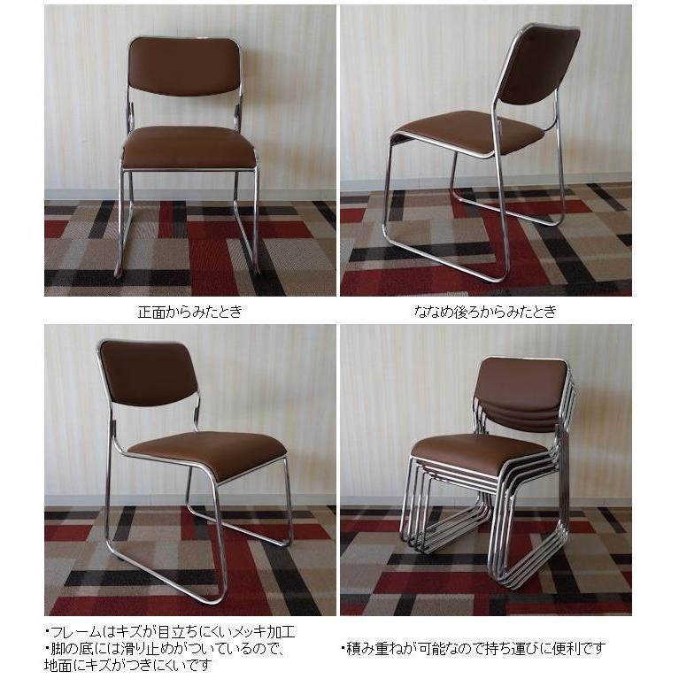 ミーティングチェアー(4脚セット) 組立不要 パイプイス　積み重ね可能 完成品 スタッキングチェアー ミーティングチェア スタッキングチェア_8