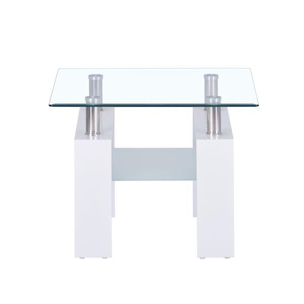 ガラステーブル 幅55 奥行55 ホワイト 強化ガラス 白 センターテーブル