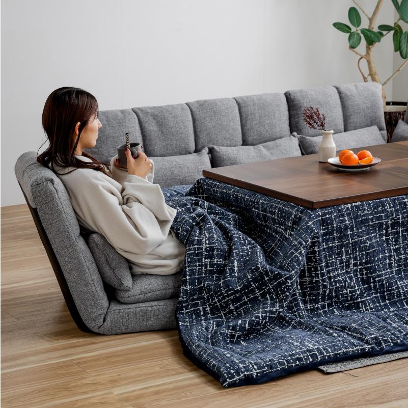 グレー ネイビー コーナー型 ローソファ ファブリック シンプル